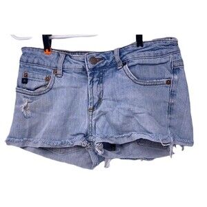Refuge Jean Shorts Women Size 1 Light Wash Fade Destructed Denim Cut Off